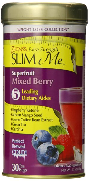 Zhena's Gypsy Tea Extra Strength Slim Me Green Tea, Superfruit Mixed Berry, 30 Count