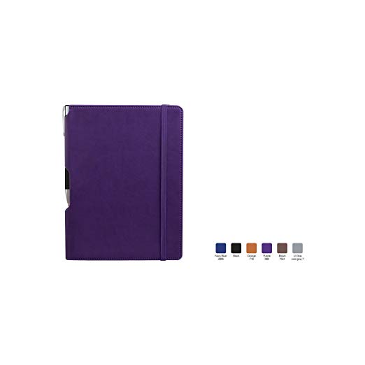 TEMPO Ruled, Hardcover Executive Notebook Journal with Premium Paper, 192 Lined Pages, Pen Holder in Spine, Perforated Sheets, Purple Cover, Size 7" x 9.75"