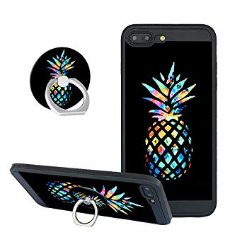 iPhone 7 Plus Cases,iPhone 8 Plus Case Pineapple with Ring Kickstand Fashion Protective Shockproof Anti-Scratch Soft Bumper Silicone Black Case for iPhone 7/8 Plus 5.5inch - Colorful Pineapple