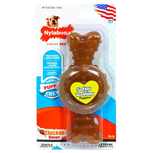 Nylabone just for puppies Chicken Flavored puppy dog ring bone teething chew toy
