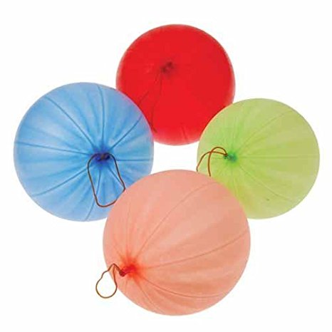 US Toy Rubber Punch Balls with Rubber Band Handles Toy (1 Dozen), Assorted Color