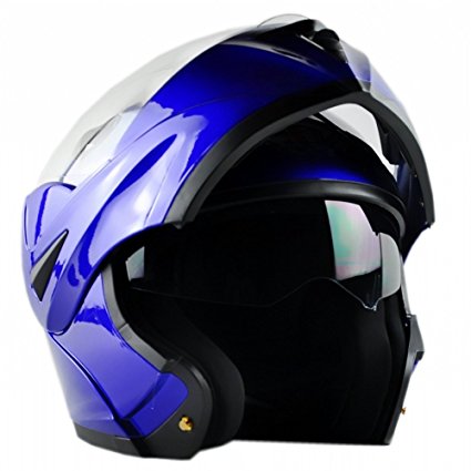 [Upgrades] ILM 10 Colors Motorcycle Flip up Modular Helmet DOT (XL, Blue)