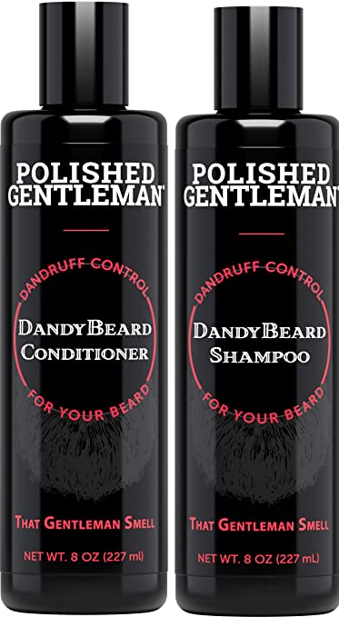 Beard Wash Shampoo and Conditioner Set - for Beard Dandruff and Dry Itchy Beards - with Beard Oils and Tea Tree - Organic Facial Hair Moisturizer Kit - Great Beard Mustache Wash (8oz)