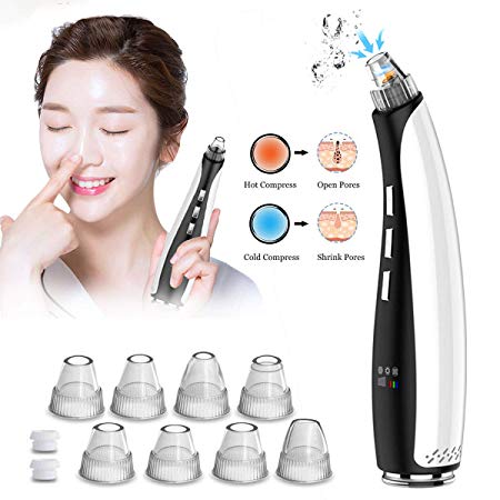 Blackhead Remover Vacuum, Sinvitron Electric Blackhead Vacuum Suntion Pore Vacuum Clearner with Upgrade Cold & Hot Compress, Acne Extractor Tool Kit W/ 5 Suction Level, 3 IPL Beauty Lamp, 10 Probes