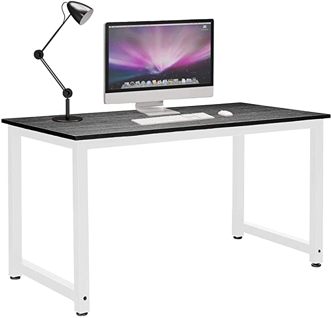 Halter Portable Simple Metal & Wood Desk| Easy Assembly | Multipurpose & Assembled Small Desk | Laptop Desk, Home/Office Desk, Bedroom & Living Room Desk|Urban & Modern Minimalist Style(Black-White)