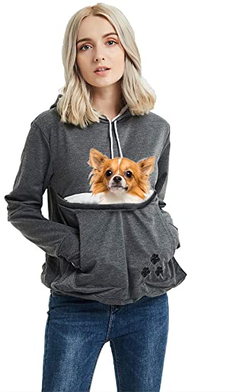 Unisex Pet Carrier Hoodie Cat Dog Pouch Holder Sweatshirt Shirt Top