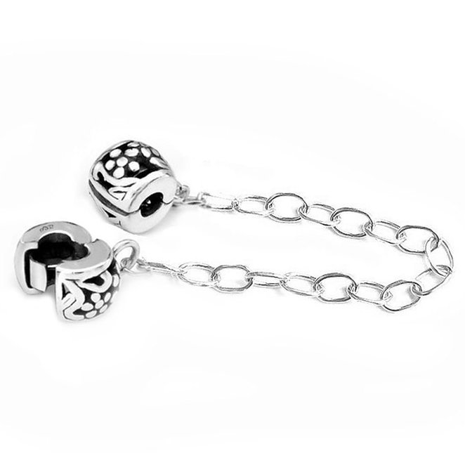.925 Sterling Silver Stopper Safety Chain Bead For European Charm Bracelets