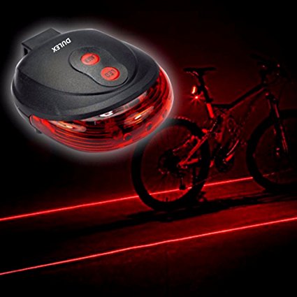 New Bicycle Cycling Laser Tail Light Water Resistant 2 Laser 5 LEDs 7 Modes Mountain Bike Safety warning Back Rear Led Red Light