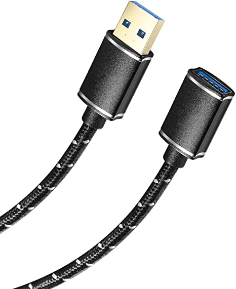 EZColoris USB Extension Cable - USB 3.0 Extension Cord A Male to A Female Adapter for USB Flash Drive, Card Reader, Hard Drive, Keyboard,Mouse, Printer, Camera and More (3FT, Black)