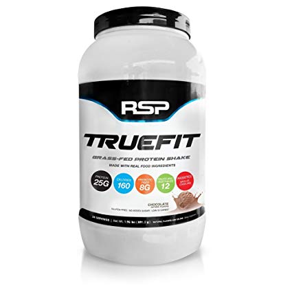 RSP TrueFit - Grass-Fed Lean Meal Replacement Shake, All Natural Whey Protein with Fiber & Probiotics from Real Whole Foods, Chocolate, 2LB Protein Powder