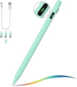 MoKo Stylus Pen for Touch Screen, Active Universal Stylus Pen Compatible with iPad/iPhone/Samsung and Other iOS/Android Smartphone and Tablet Devices Tablet Pen with Power Display, Green