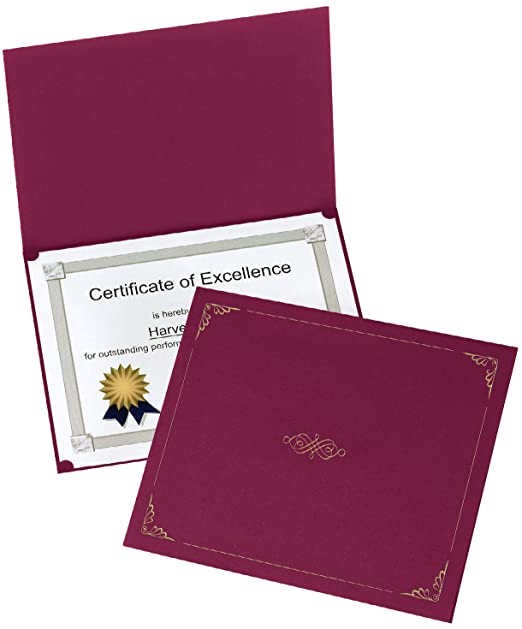 Oxford Certificate Holders, Burgundy Diploma Holders, Letter Size, 25 per Pack (299235)