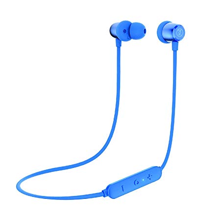 OontZ Angle 3 BudZ Bluetooth Headphones by Cambridge SoundWorks - Waterproof Sports Earbuds, Superior Sound with Deep Bass, Noise Cancelling Earbuds with Microphone, 8 Hour Playtime (Blue)