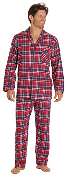 EVERDREAM Sleepwear Mens Flannel Pajamas, Long 100% Cotton Pj Set