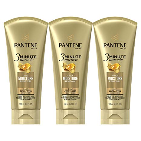 Pantene, Conditioner, Pro-V Daily Moisture Renewal for Dry Hair, 3 Minute Miracle, 6 fl oz, Triple Pack