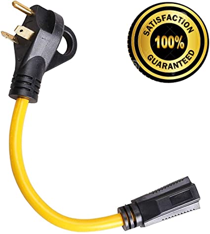 TREKPOWER Dogbone Heavy Duty RV Power Adapter, 30amp Male to 15amp Female Dogbone Power Cord with Handle 12" 12AWG/3 Cord
