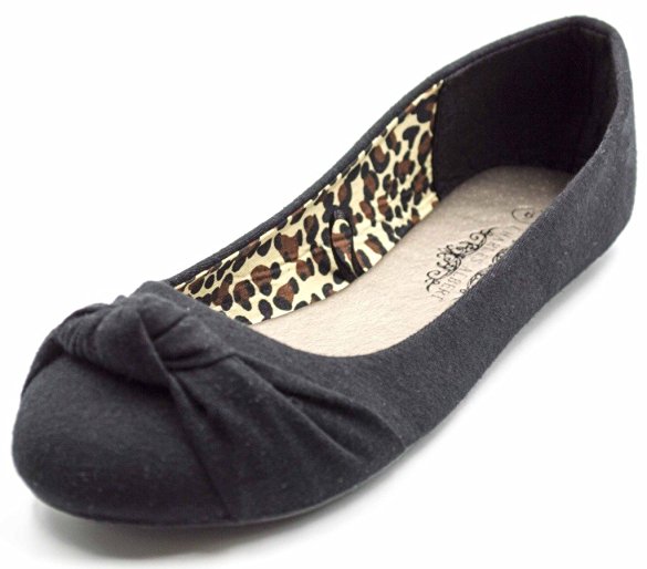 Charles Albert Women's Knotted Front Canvas Round Toe Ballet Flats