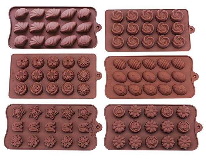 Bekith 6 Pack Non-stick Silicone Candy Molds - Silicone Molds for Chocolate Jelly Candy Cake DIY - Chocolate Molds Silicone Molds Hard Candy Mold Fat Bomb Molds