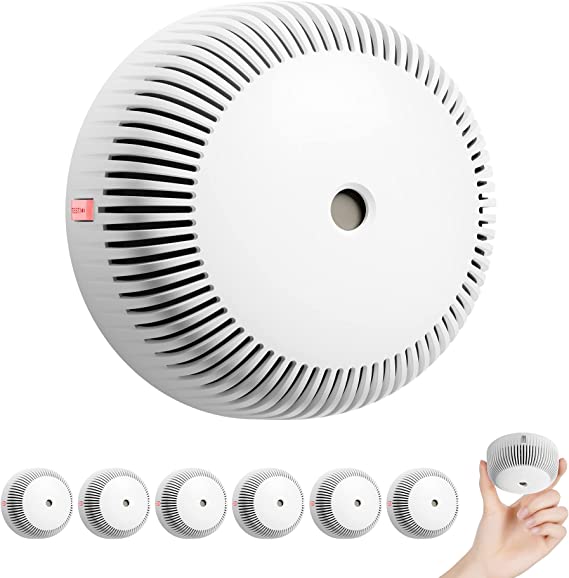 X-Sense Mini Smoke Detector with 10-Year Battery, Fire Alarm with Photoelectric Sensor, LED Indicator & Silence Button, XS03, Pack of 6