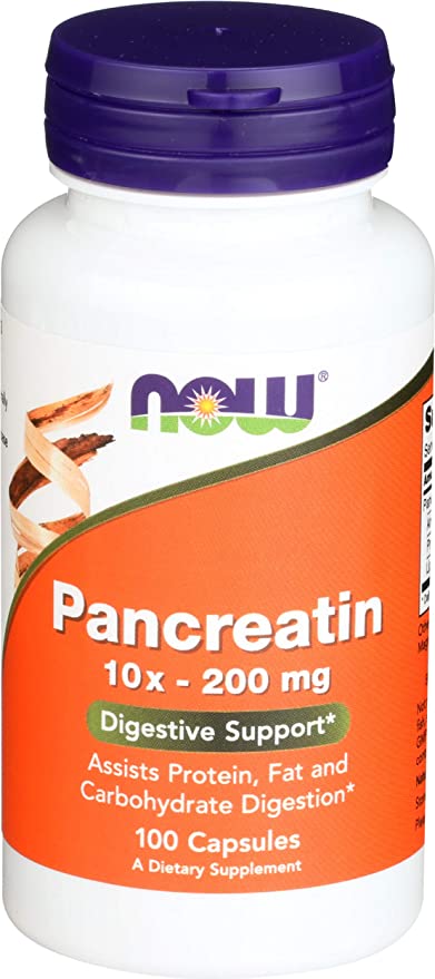 NOW Foods Pancreatin 10X -- 200 mg - 100 Capsules