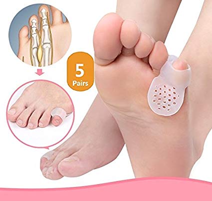 DUORUI Tailor's Bunion Pads Pinky Toe Splint Protector Gel Little Toe Separator Guards for Men Women Hammer Toe Pads Bunion Relief (5 Pairs)