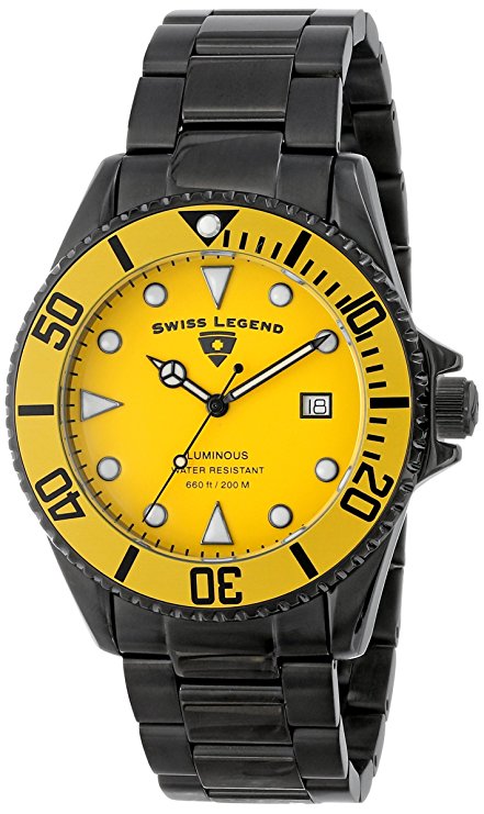 Swiss Legend Men's 21344-BB-77-YB Luminous Analog Display Swiss Quartz Black Watch