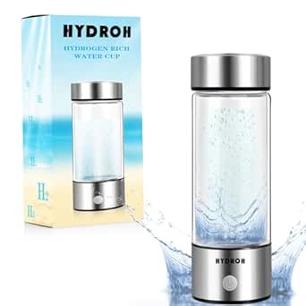 Hydroh Hydrogen Water Bottle, Generator Machine Filter, Portable 3-Minute Electrolysis for Home, Office, Travel - Healthy Hydrogen Water on The Go