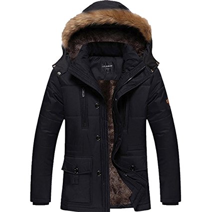 JYG Men's Winter Warm Fleece Lined Coat with Removable Hood