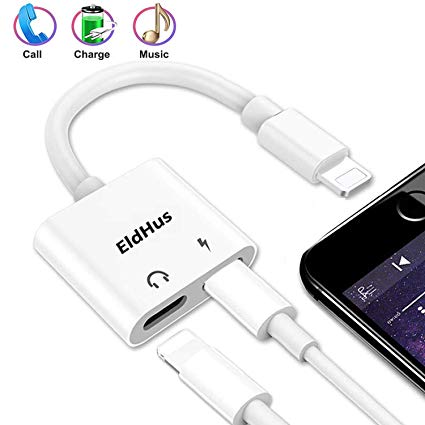 Dual Adapter, 2 in 1 Headphone Adapter Dual Splitter Aux Cable Charger, Music and Charge Compatible with XS XR 7 8 X 7Plus 8 Plus