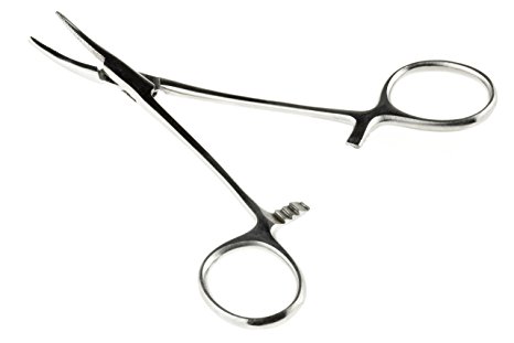 SE 651FC 5" Self Locking Curved Forceps, Stainless Steel