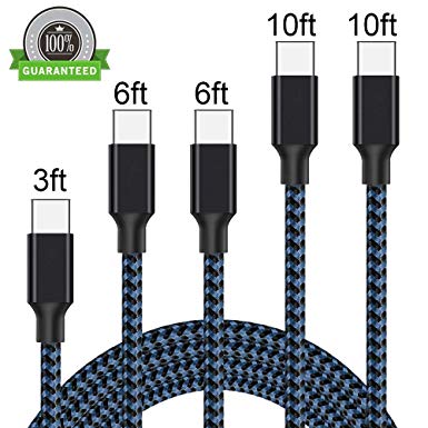 CBoner USB C Cable, 5Pack 3FT 2x6FT 2x10FT, Nylon Braided USB C to USB A Charger Cord, Fast Charging Type C Cable Compatible Samsung Galaxy S9 S8 Plus Note 9/8, LG V30, G6, G5, Pixel 3 XL, and More