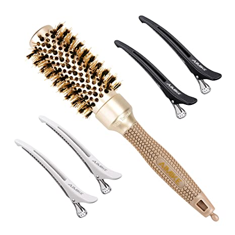 AIMIKE Round Brush for Women Blow Drying, Nano Thermal Ceramic & Ionic Tech Hair Brush, Small Round Barrel Brush with Boar Bristles, Professional Roller Brush for Styling and Blowout Volume, 1.3 Inch