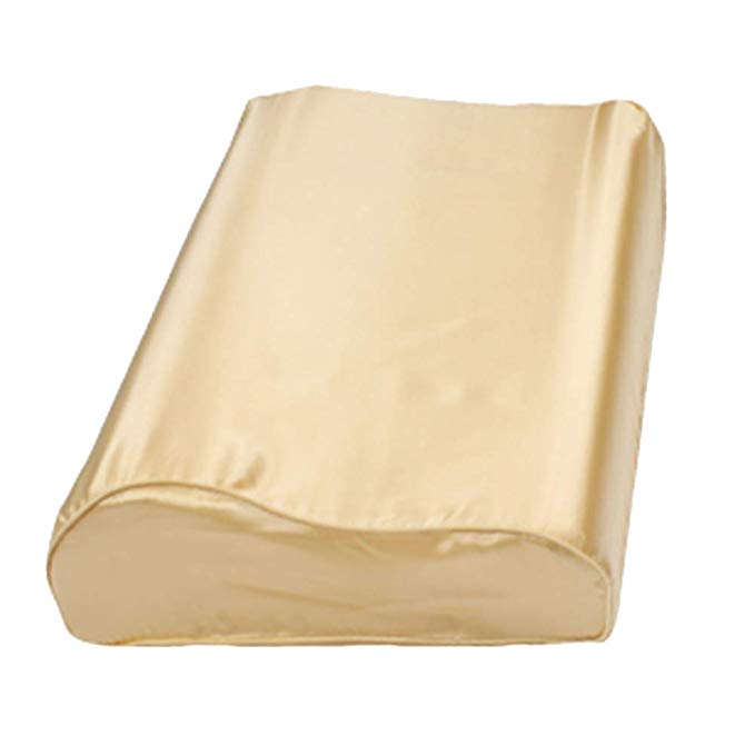 Cozysilk Silk Pillowcase for Memory Foam Pillow, Wave Shape, Silk Pillow Case for Cervical Pillow, Silk Pillow Cover for Contour Pillow (12x20, Champagne)