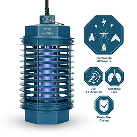 Electric Bug Zapper, multifun Electronic Insect & Fly Killer, Indoor Mosquito Killer with Built-in UV Light Trap, Non-Toxic Safe Mosquito Zapper for Indoor Home Porch Patio Backyard Warehouse