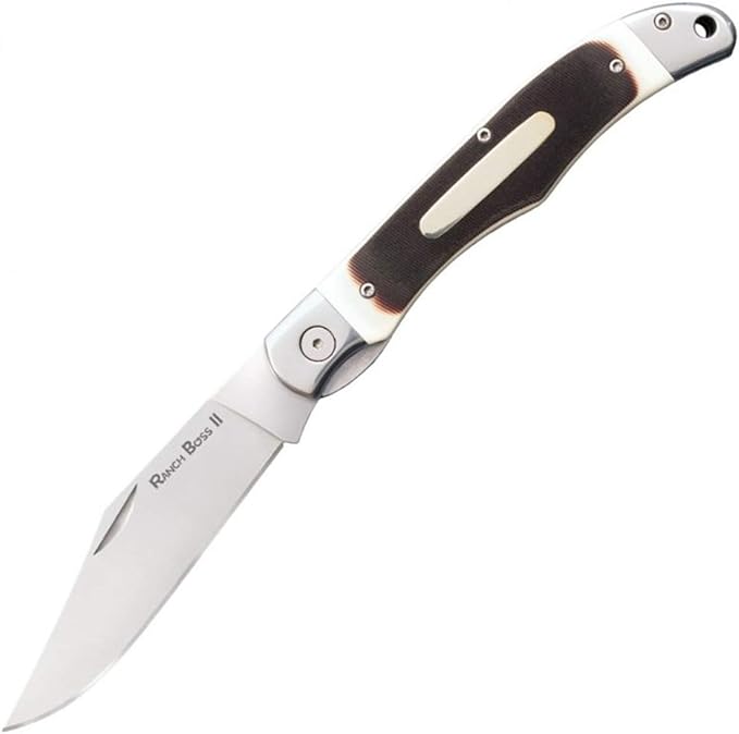 Cold Steel Ranch Boss II Classic Folding Knife, One Size,Silver/White/Brown