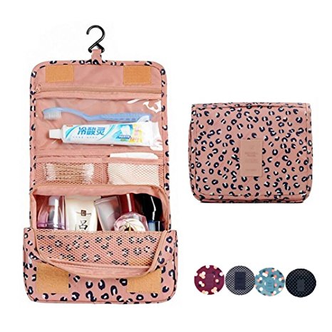 CalorMixs Hanging Toiletry Cosmetics Travel Bag Cosmetic Carry Case for Woman Man Travel Organization Gift (Leopard print)