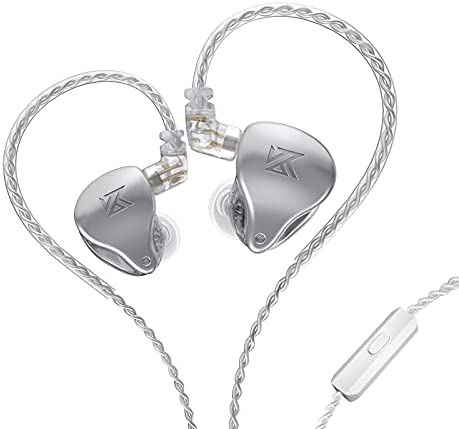 Linsoul KZ AST 24 Units Balanced Armature Combination in-Ear Earphones IEM with Detachable 2pin 0.75 Cable for Musicians Audiophile (with mic, Silver)