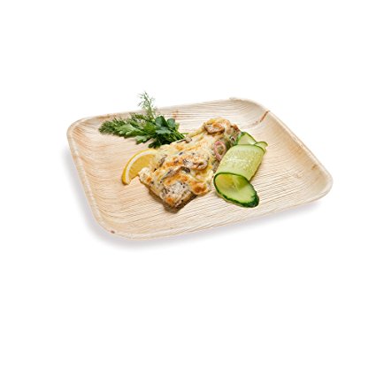 Restaurantware 9.25-inch Eco-Friendly Indo Palm Leaf Square Plate: Perfect for Parties and Catering Events - Natural Color – Disposable Biodegradable Party Plates – 100-CT