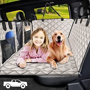 URPOWER XL Dog Back Seat Extender for Crew Cab Truck, Hard Bottom Dog Car Seat Cover Waterproof Dog Car Hammock Pet Backseat Bed, Pet Truck Accessories for F150 / RAM 1500/ Tundra Crew Cab