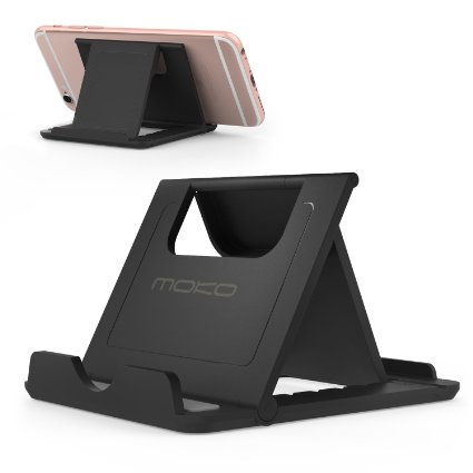 MoKo Tablet Stand, Multi-angle Portable Fold-up Rubber Desktop Holder for Smartphone, Tablets(7-11 Inch) and E-readers, iPad Pro 9.7"/ Mini 4, iPhone 6s / 6s Plus, Samsung Galaxy S7/ S7 Edge, BLACK