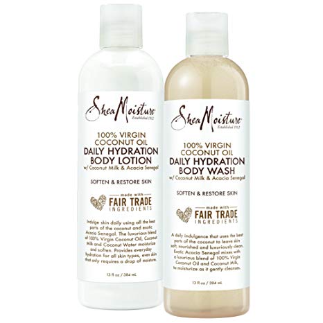 Shea Moisture 100% Virgin Coconut Oil Daily Hydration Bath & Body Pack | Body Wash | Body Lotion | 13 fl. oz. Each