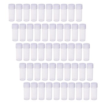 BCP 50Pcs 5ML Plastic Sample Small Bottle Vial Storage Vial Storage Container Test Tube for Lab