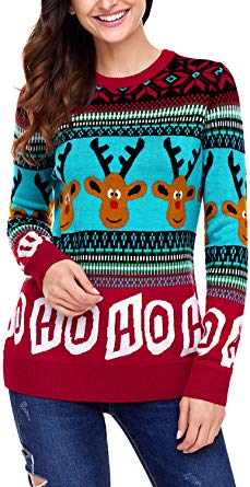 Dokotoo Womens Cute Reindeer Snowman Christmas Knit Sweater Pullovers (S-XXL)