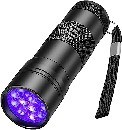 MegaPower (TM) UV Flashlight Black Light 12 LED 395nm Hand-held Detecting Torch for Pet Urine, Stains, Verifying Money Documents, Black
