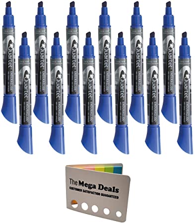 Quartet Dry Erase Markers, Whiteboard Markers, Chisel Tip, EnduraGlide, BOLD COLOR, Blue, 12 Pack | 5 Color Flags