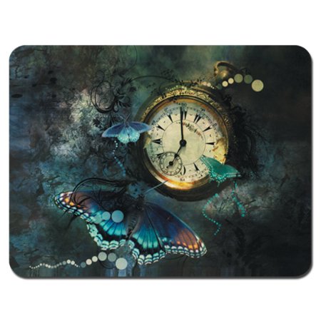 Meffort Inc® Standard 7 X 9 Inch Mouse Pad - Clock Butterfly Design
