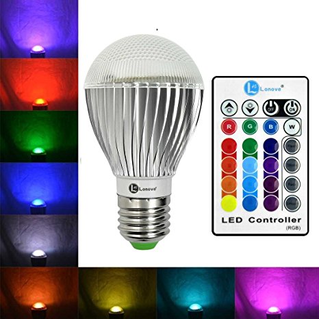 LONOVE E27 10W RGB Light Bulb LED Ir Remote Bulb 16 Colors Changing Magic Bulb Dimmable Lamp