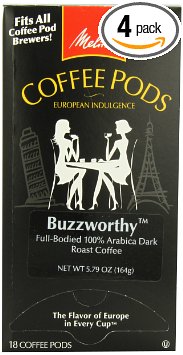 Melitta Coffee Pods, Buzzworthy, Dark Roast, 18-Count (Pack of 4)