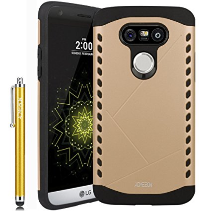 LG G5 Case, ACME.BOX [Shock Absorbent] Sheild Dual Layer Armor Hybrid Hard PC Defender Rugged Shockproof Protective Case for LG G5 with Stylus - Gold