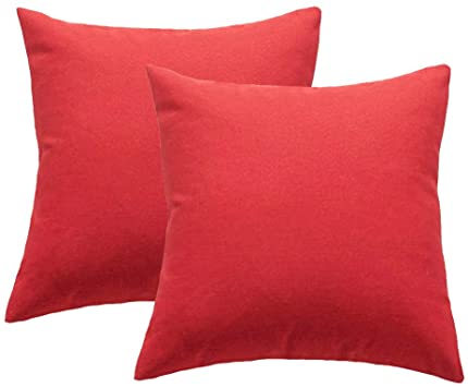 4TH Emotion Outdoor Waterproof Throw Pillow Covers Garden Cushion Case for Christmas Patio Couch Sofa Polyester Cotton Home Decoration Pack of 2, 18 X 18 Inches Red